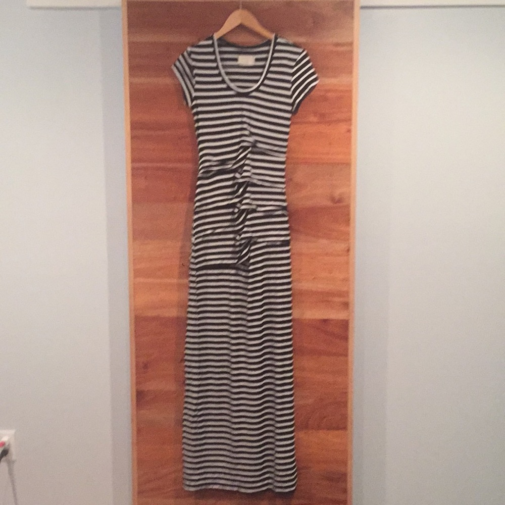 Cap sleeve, Maxi striped Maternity Dress